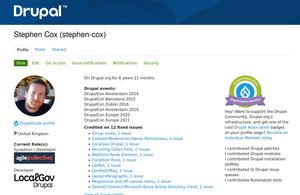 Screenshot of profile on drupal.org